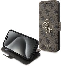 Guess 4G Metal Logo Book Case - Geschikt voor Apple iPhone 15 Pro (6.1") - Bruin