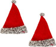 Bellatio Decorations Pluche Kerstmuts Luipaardprint - 2x stuks