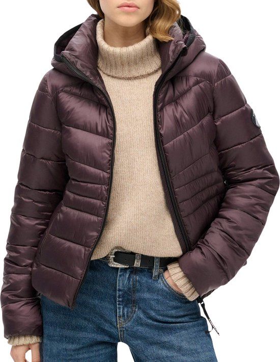 Superdry Fuji Quilt Padded Winterjas Dames - Maat 12 - Donkerpaars