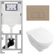 Villeroy & Boch O.novo Toiletset Geberit inbouwreservoir - diepspoel wandcloset - softclose bedieningsplaat bedieningsplaat taupe rechthoekige knoppen - blanc