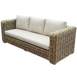 AVH-Collectie Nissah 3-zitsbank naturel rotan off-white kussens
