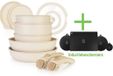 Glissimo - Set de 20 pièces en céramique – Poignée amovible – Antiadhésif et sans PFAS – Incluant des protections pour induction et des protège-poêles – Empilable – Convient à toutes les sources de chaleur – Sans BPA et résistant à la chaleur