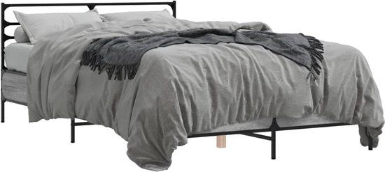 vidaXL Bedframe - 120x200 cm - Grijs Sonoma - Hout & Metaal