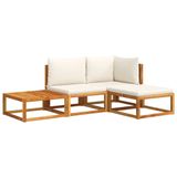 Banc de jardin en bois d'acacia et rotin 4 pièces avec coussins