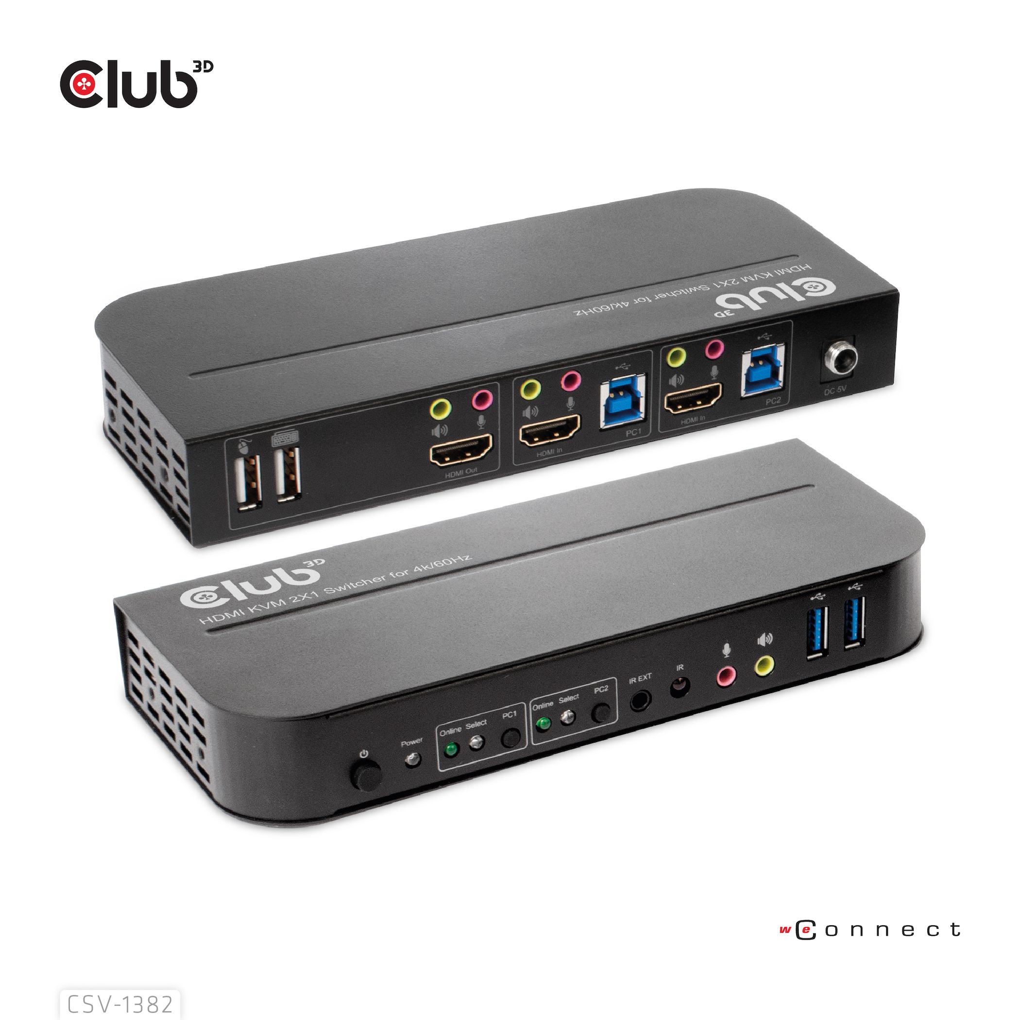 CLUB3D KVM Switch Dual HDMI 4K 60Hz