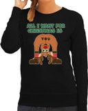 Bellatio Decorations Foute Kersttrui/sweater voor dames - All I Want is - zwart - blote kont - rendier XL