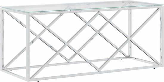 vidaXL Salontafel 110x45x45 cm roestvrij staal en glas