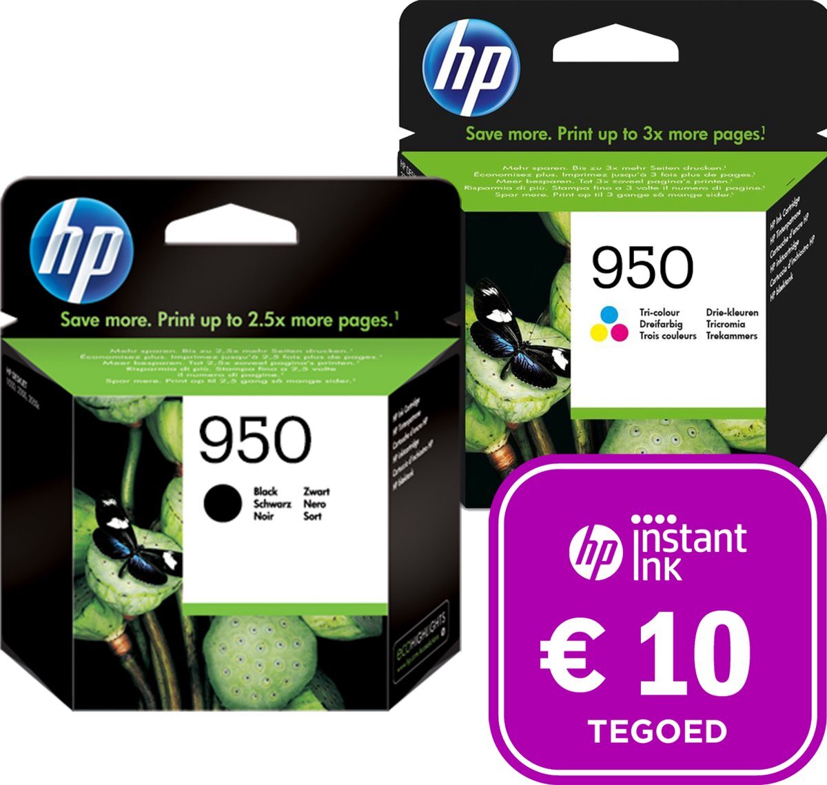 HP 950 - Inktcartridge kleur & zwart + Instant Ink tegoed