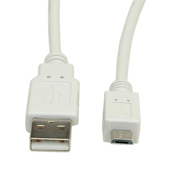 Value USB 2.0 Kabel - USB A Male - Micro USB B Male - 0,8m - Wit