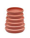 SAROSORA Ronde kunststof plantenschotel, druppelbak, set van 6 voor binnen, buiten, huis, tuin, bloempot, pot, pallets (14 + 17 + 20 cm) x 2, terracotta