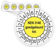 Keuringsstickers Ricard Keuringsstickers NEN 3140 Goedgekeurd tot 2027 | 50 stuks, Ø 35 mm | Geel