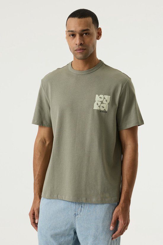 Garcia Heren T-shirt Ronde Hals Korte Mouw Katoen Shadow Sage XXXL