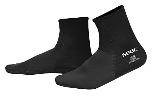 Seac Unisex Prime 6 mm Neopreen, nylon gevoerde duiksokken, zwart, XL