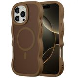 Selencia Wavy Case - Golvend Hoesje geschikt voor Apple iPhone 16 Pro Max - Mocha Brown