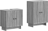 vidaXL - 2-delige - Badkamerkast - Set - EDE - Grijs - Sonoma - Bewerkt - hout