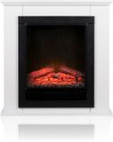 Classic Fire Sfeerhaard Elektrisch Lugano - Sfeerhaard met Schouw 1800W - Electrische Haard met Verwarming, Afstandsbediening en Timer - Kachel Elektrisch met LED Vlammen - Vrijstaand - Wit