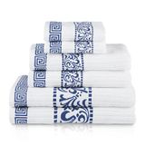 Superior Decoratieve Athene 6-delige katoenen badhanddoekenset, marineblauw