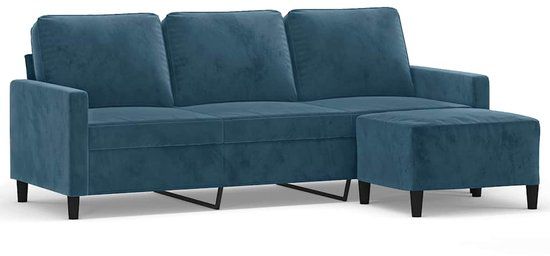 vidaXL Driezitsbank met voetenbank 180 cm fluweel blauw