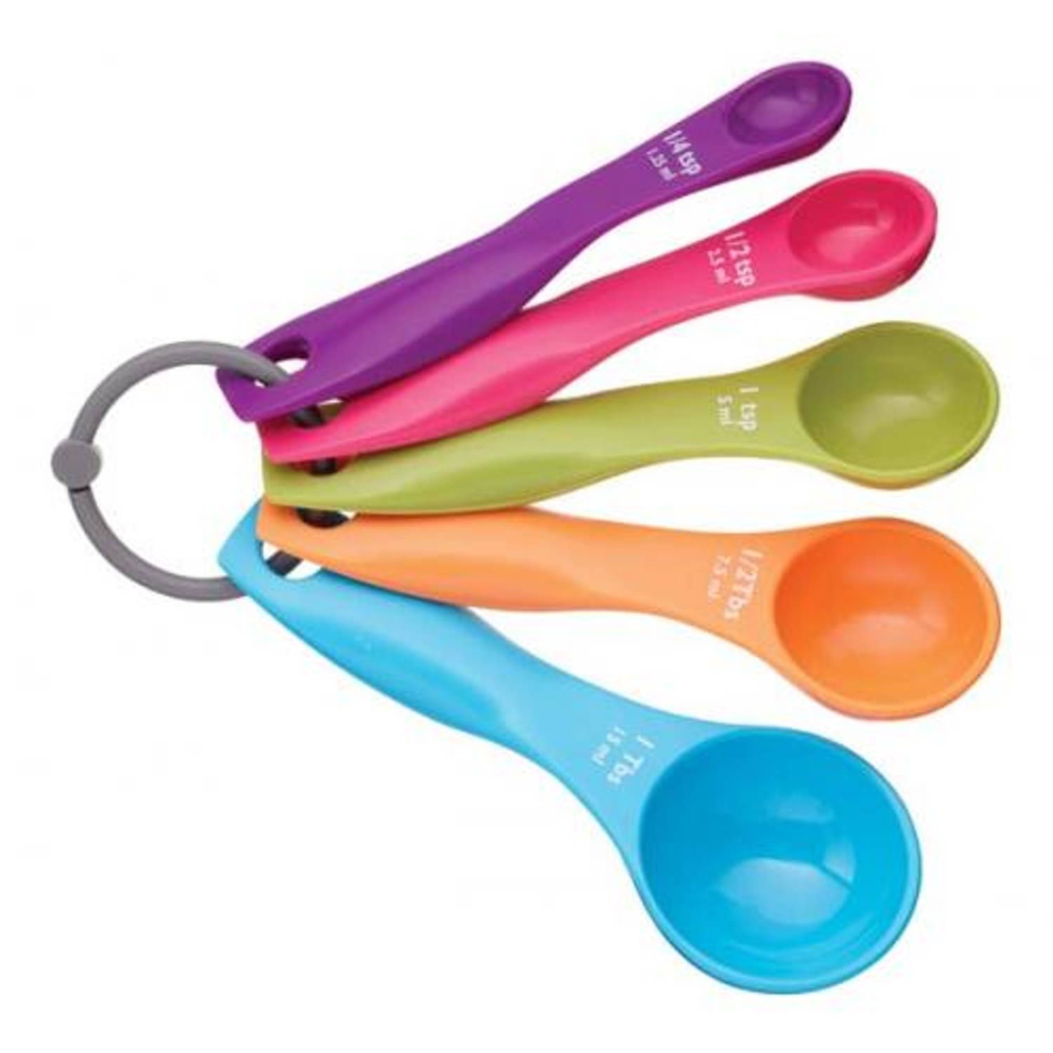 Colour Works maatlepels Brights 5 stuks - blauw/groen/paars/rood/roze