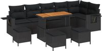 vidaXL Tuinbank - Set - 10 - st - Zwart - poly - rattan