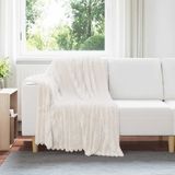 vidaXL Dekentjes 6 stuks Crèmekleurig Fleece 150 x 130 cm