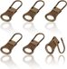 E-Ambar - Set de 6 tirettes métalliques pour réparation de fermetures éclair - Vestes Jeans Bottes Sacs à dos Valises - Amovible et remplaçable - Bronze