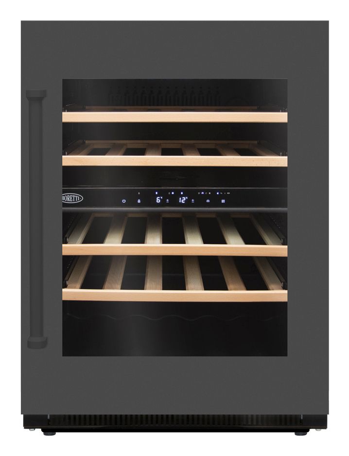 Boretti MLWC82GRAN Wijnklimaatkast - Inbouw - 28 flessen - 2 zones - Antraciet glas