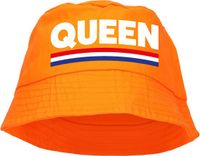 Bellatio Decorations Queen bucket hat - oranje - Koningsdag/ EK/ WK - Holland vissershoedje