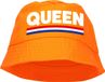 Bellatio Decorations Queen bucket hat - oranje - Koningsdag/ EK/ WK - Holland vissershoedje