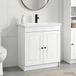 Maison Exclusive Ensemble de meubles de salle de bain "Exclusive" - Finition laquée blanche - Dimensions : 56 x 37,5 x 81 cm