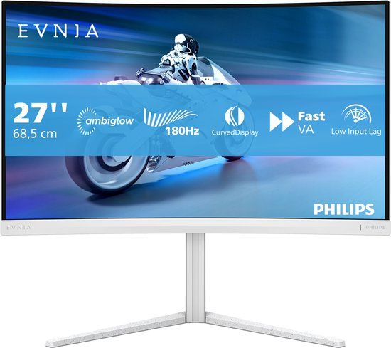 Philips Evnia 27M2C5201L/00 - 27" Full HD 180Hz Curved Gaming Monitor - White