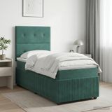 Prolenta Maison Exclusive - Lit boxspring avec matelas vert foncé 90 x 190 cm velours