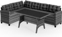 Casaria Loungeset - 6 Personen Eettafel Polyrattan – Grijs