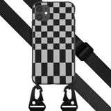 Selencia iPhone 11 Hoesje met Koord - Siliconen Design - Zwart / Irregular Check Black