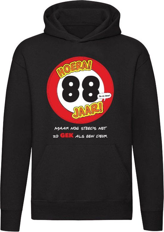 Sol's 88 Jaar - Zo Gek Als Een Deur Hoodie - Zwart - L - Unisex
