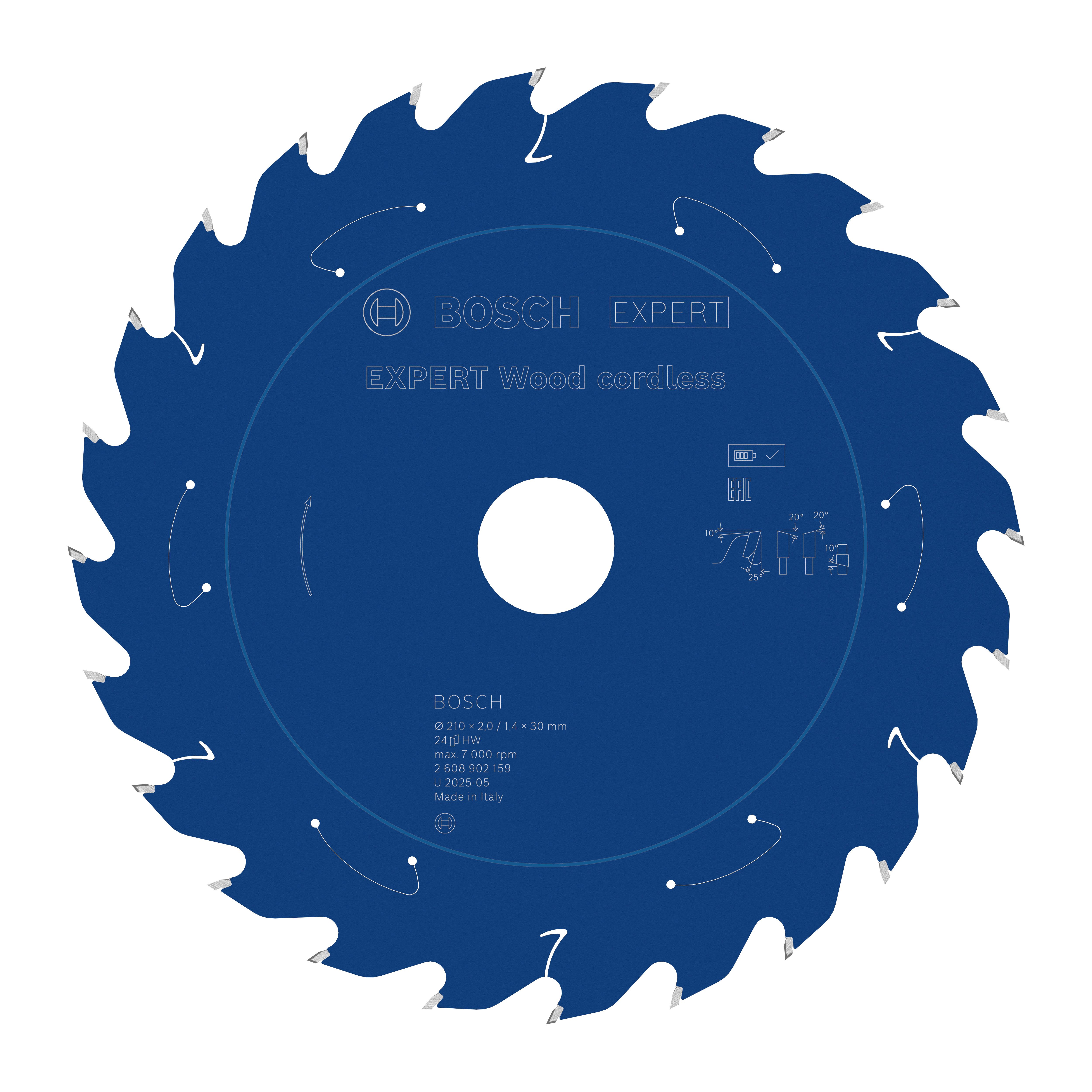 Bosch Accessoires EXPERT Wood cordless Cirkelzaagblad | 210 x 2/1,4 x 30 mm | T24 - 2608902159
