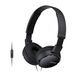 Sony MDR-ZX110AP Hoofdtelefoon voor smartphone met band, microfoon, 1000 MW, Android en iPhone, zwart, 20 x 15 x 3,5 cm
