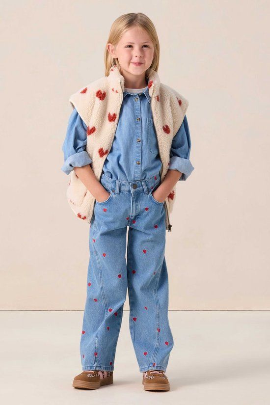 Sissy-Boy Blauwe straight leg jeans met hartjes