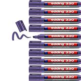 edding 330 permanent marker - violet - 10 stiften - beitelpunt 1-5 mm - watervast, sneldrogend - wrijfvast - voor karton, kunststof, hout, metaal, glas