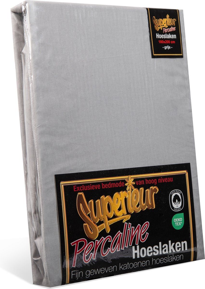 Superieur Superior Hoeslaken - 160x210/220 cm - Grijs - 100% katoen