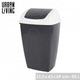Urban Living Fornord import distribution "PASHA" Flip prullenbak 50L – tweekleurig wit en Moonrock