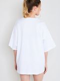 Joop! Sleepshirt After Dark Loose Fit Vrouwen Wit Korte mouw Effen 48% Katoen 48% Modal 4% Elastaan XL