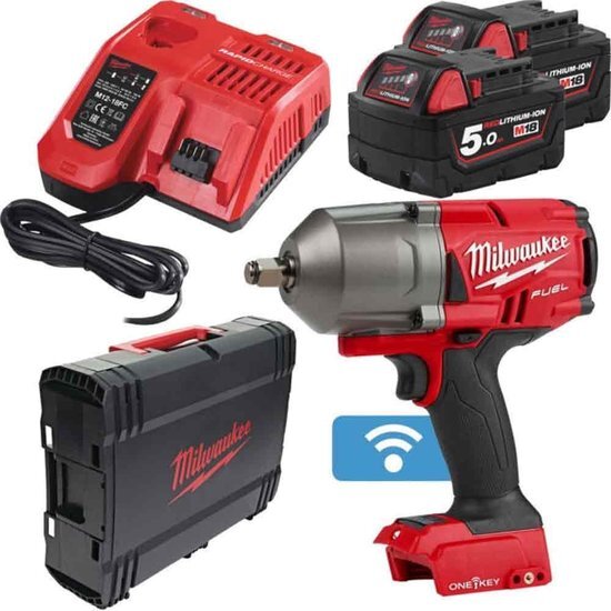 Milwaukee M18 ONEFHIWF12-502X ONE-KEY 18V Li-Ion accu Slagmoersleutel set 2x 5.0Ah accu in HD Box - 1898Nm - koolborstelloos