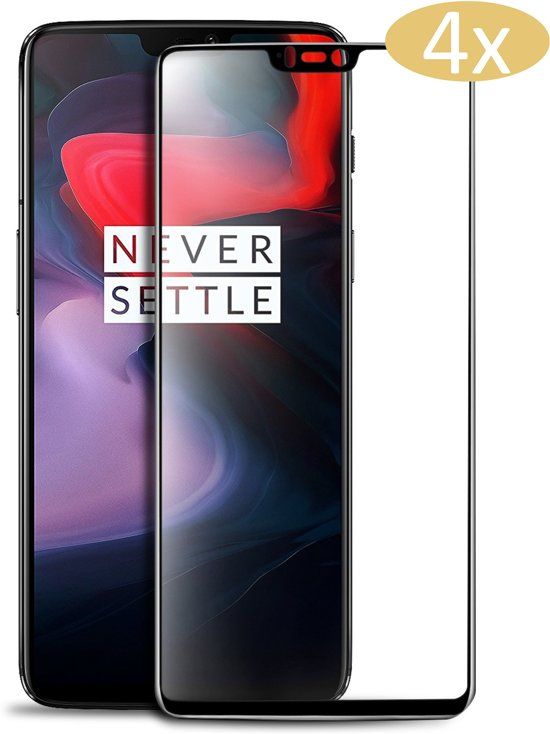 iCall 4 Stuks OnePlus 6 Screenprotector Glazen Gehard Full Cover Volledig Beeld Tempered Glass - 8719752018677