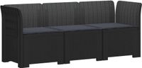 vidaXL 3-zits tuinbank met kussens in rattanlook PP Antraciet