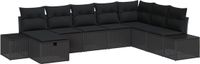 vidaXL Tuinbank Set 8-delig Zwart Polyrattan