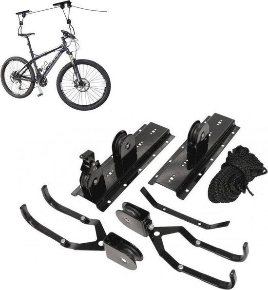 Ben Tools Fietslift / fiets ophangsysteem tot 4 meter - max. 20 kg - plafond ophangsysteem - Zwart