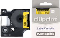 Rillprint D1 tape voor Dymo 40918 | 9 mm | Zwart op Geel