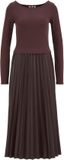 WE Fashion Dames jersey midi plissé jurk met imitatieleer