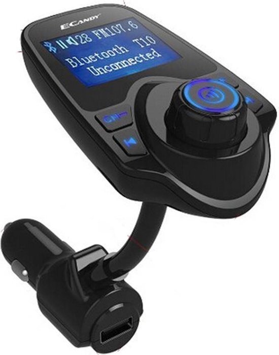 SoFetch Bluetooth 5-in-1 Auto Carkit MP3 Speler / FM transmitter / LED Display / Handsfree bellen / 2 x High Speed USB Oplader - Geweldige Geluidskwaliteit Stereo audio Output